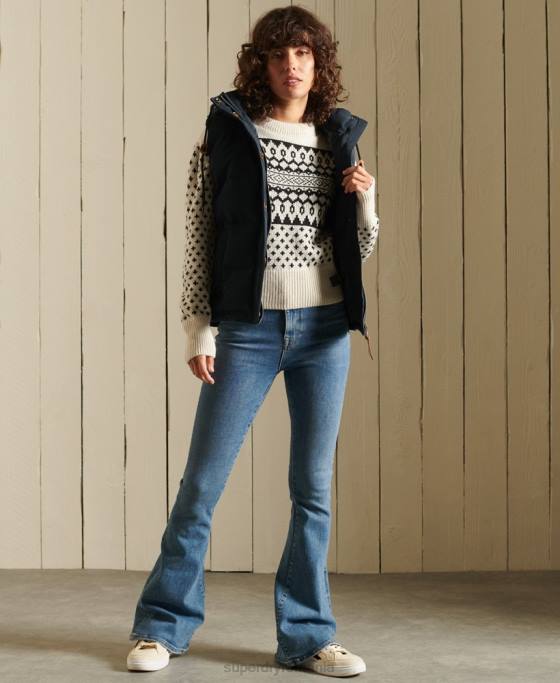 Superdry pulover cu model îmbrăcăminte cremă femei JX0Z4012