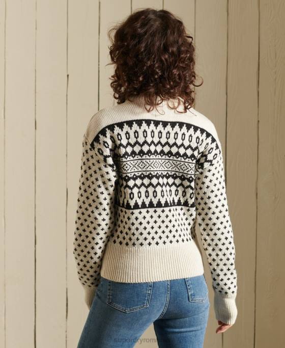 Superdry pulover cu model îmbrăcăminte cremă femei JX0Z4012