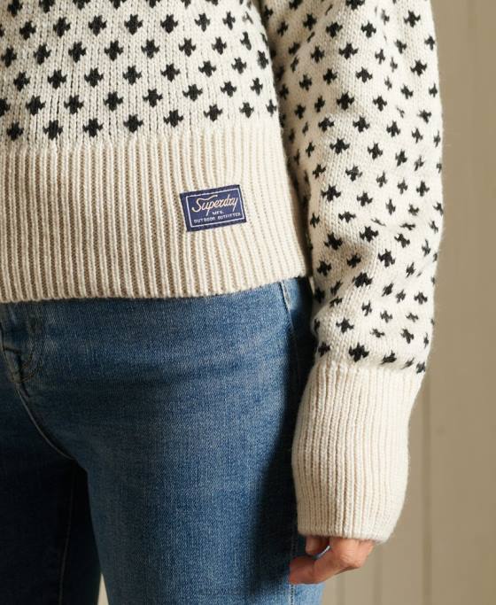 Superdry pulover cu model îmbrăcăminte cremă femei JX0Z4012