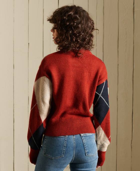 Superdry pulover cu model îmbrăcăminte roșu femei JX0Z4011