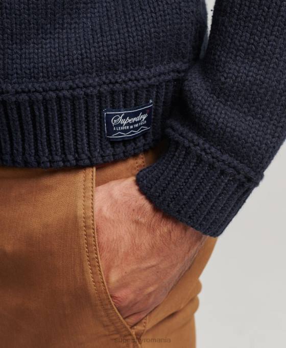 Superdry pulover cu șal tricotat cu model îmbrăcăminte albastru bărbați JX0Z5241