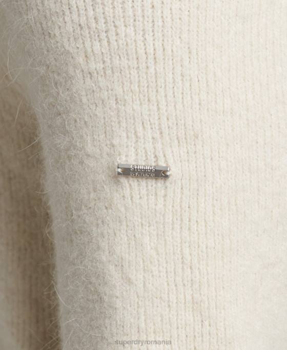 Superdry pulover din alpaca cu gât rulat îmbrăcăminte alb bărbați JX0Z1267