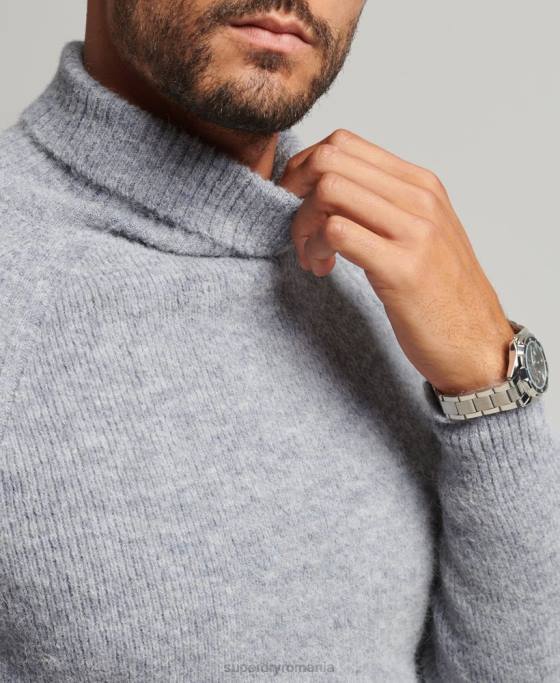 Superdry pulover din alpaca cu gât rulat îmbrăcăminte gri bărbați JX0Z1301