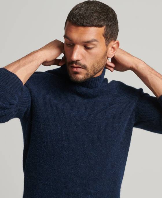 Superdry pulover din alpaca cu gât rulat îmbrăcăminte marina bărbați JX0Z1262