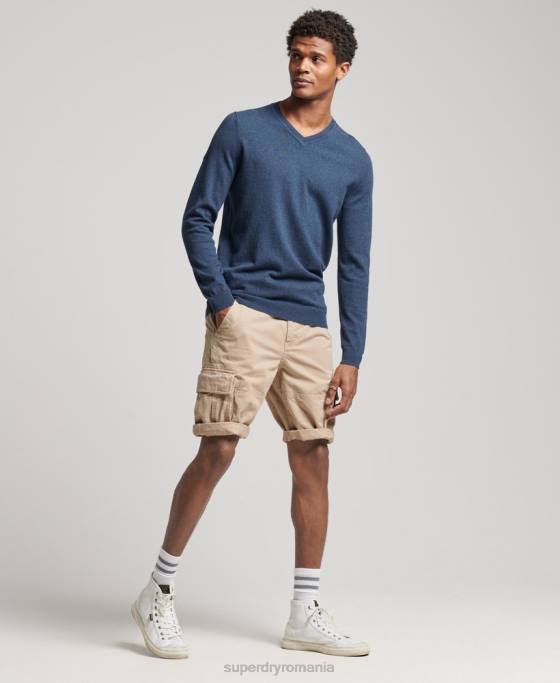 Superdry pulover din amestec vintage de cașmir din bumbac organic îmbrăcăminte albastru bărbați JX0Z5248