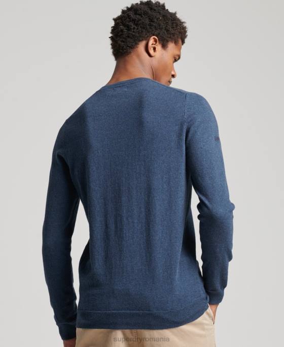 Superdry pulover din amestec vintage de cașmir din bumbac organic îmbrăcăminte albastru bărbați JX0Z5248
