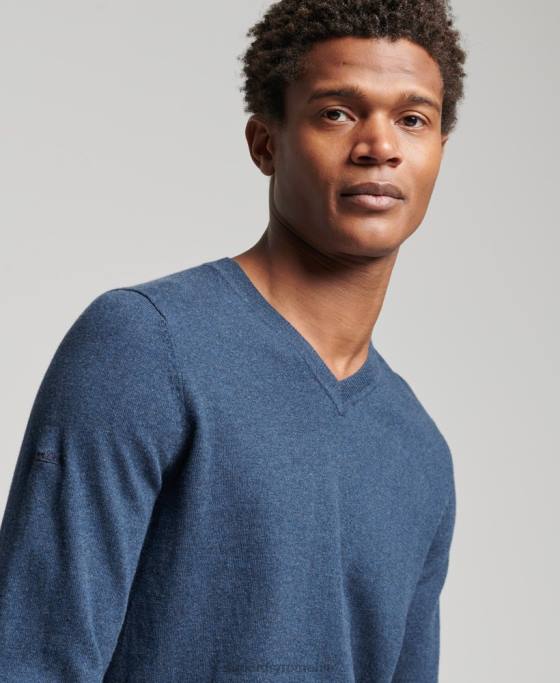 Superdry pulover din amestec vintage de cașmir din bumbac organic îmbrăcăminte albastru bărbați JX0Z5248