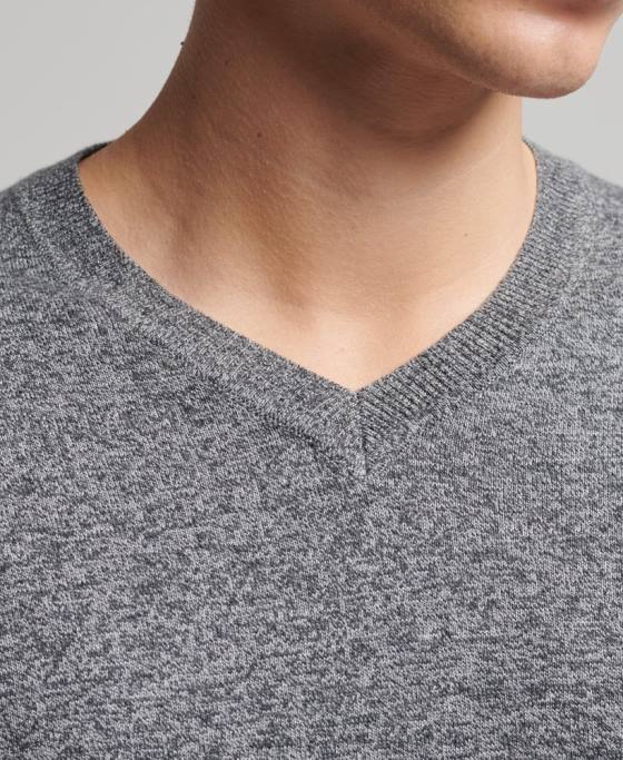 Superdry pulover din amestec vintage de cașmir din bumbac organic îmbrăcăminte gri inchis bărbați JX0Z5277