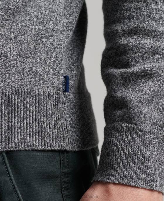 Superdry pulover din amestec vintage de cașmir din bumbac organic îmbrăcăminte gri inchis bărbați JX0Z5277