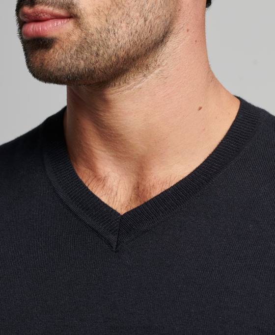 Superdry pulover din amestec vintage de cașmir din bumbac organic îmbrăcăminte negru bărbați JX0Z5275