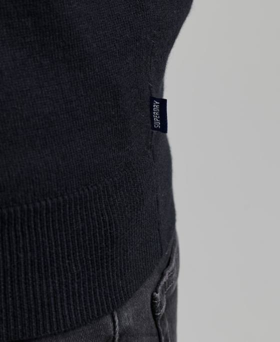 Superdry pulover din amestec vintage de cașmir din bumbac organic îmbrăcăminte negru bărbați JX0Z5275