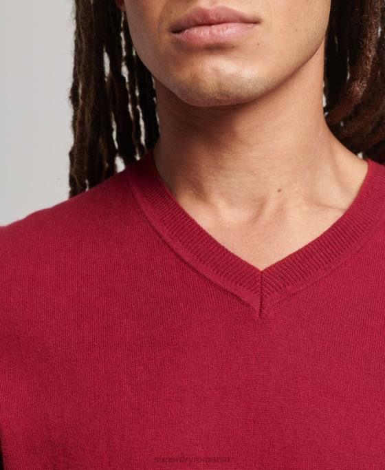 Superdry pulover din amestec vintage de cașmir din bumbac organic îmbrăcăminte roșu bărbați JX0Z5251