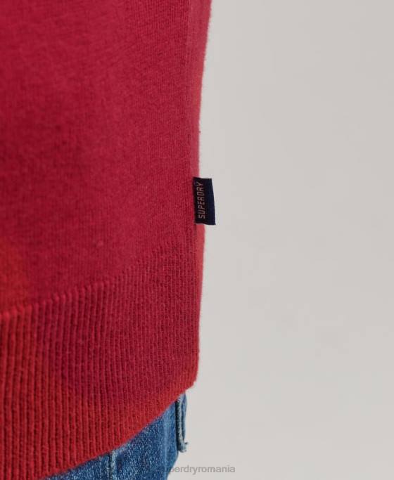 Superdry pulover din amestec vintage de cașmir din bumbac organic îmbrăcăminte roșu bărbați JX0Z5251