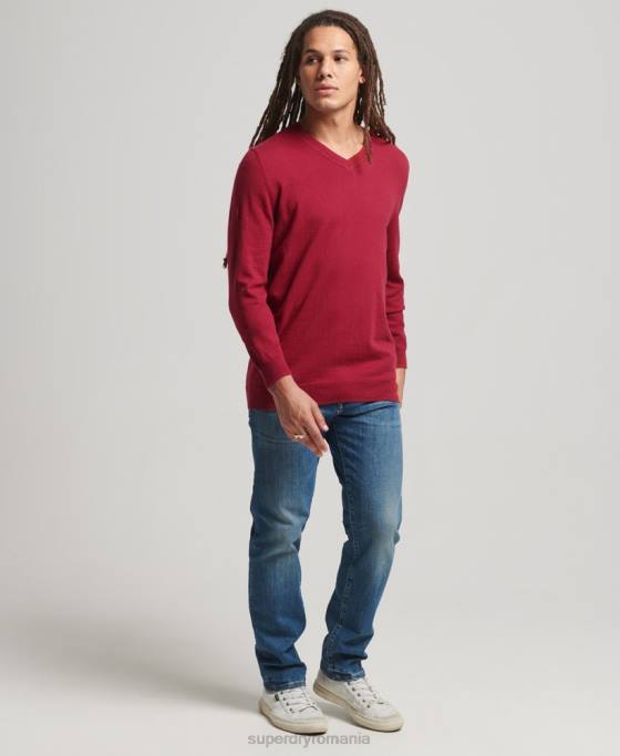 Superdry pulover din amestec vintage de cașmir din bumbac organic îmbrăcăminte roșu bărbați JX0Z5251