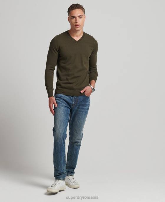 Superdry pulover din amestec vintage de cașmir din bumbac organic îmbrăcăminte verde bărbați JX0Z5254