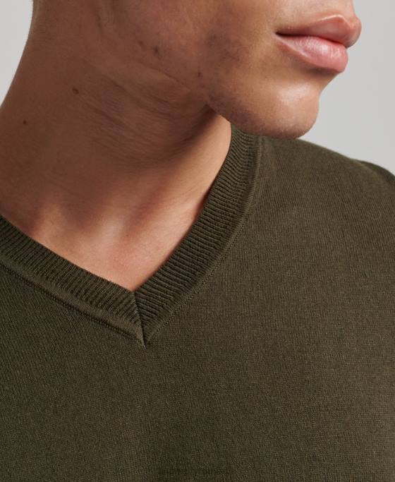 Superdry pulover din amestec vintage de cașmir din bumbac organic îmbrăcăminte verde bărbați JX0Z5254