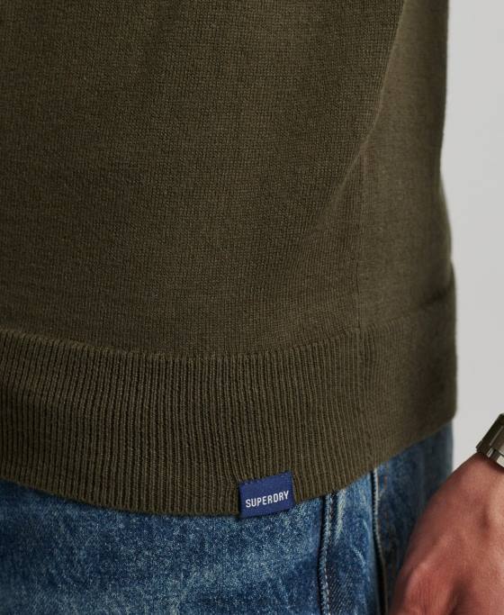 Superdry pulover din amestec vintage de cașmir din bumbac organic îmbrăcăminte verde bărbați JX0Z5254