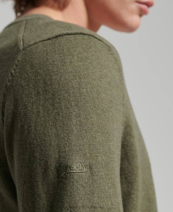 Superdry pulover din amestec vintage de cașmir din bumbac organic îmbrăcăminte verde bărbați JX0Z5333