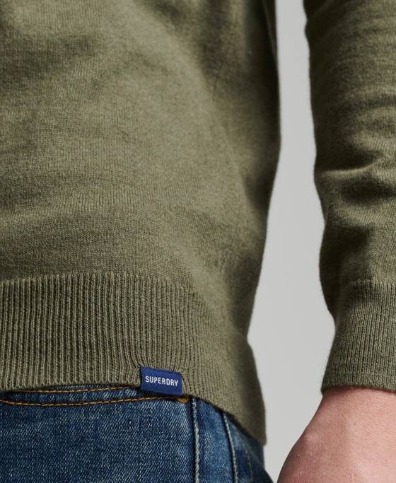 Superdry pulover din amestec vintage de cașmir din bumbac organic îmbrăcăminte verde bărbați JX0Z5333