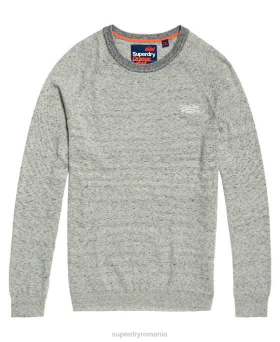 Superdry pulover din bumbac cu etichetă portocalie îmbrăcăminte gri deschis bărbați JX0Z1369