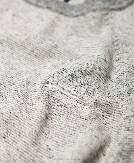 Superdry pulover din bumbac cu etichetă portocalie îmbrăcăminte gri deschis bărbați JX0Z1369