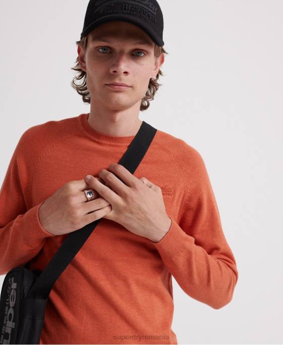 Superdry pulover din bumbac cu etichetă portocalie îmbrăcăminte portocale bărbați JX0Z1359