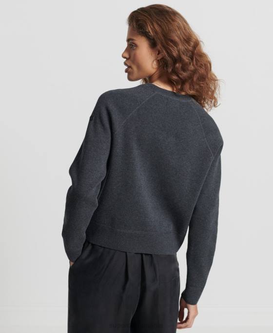 Superdry pulover din bumbac organic esențial îmbrăcăminte negru femei JX0Z6642