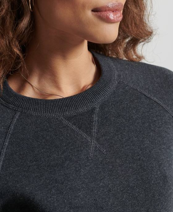 Superdry pulover din bumbac organic esențial îmbrăcăminte negru femei JX0Z6642