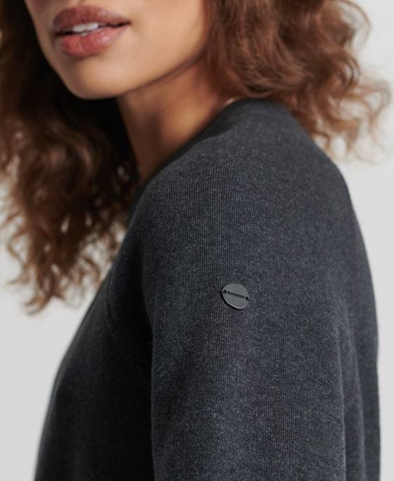 Superdry pulover din bumbac organic esențial îmbrăcăminte negru femei JX0Z6642