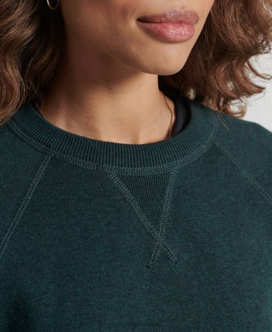 Superdry pulover din bumbac organic esențial îmbrăcăminte verde femei JX0Z6713