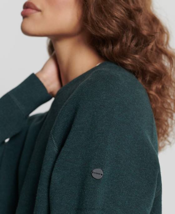 Superdry pulover din bumbac organic esențial îmbrăcăminte verde femei JX0Z6713