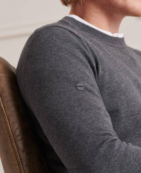 Superdry pulover din bumbac tricotat îmbrăcăminte gri inchis bărbați JX0Z5321