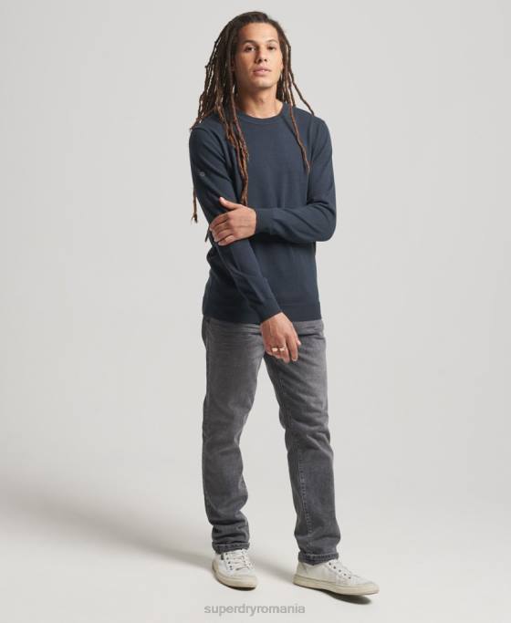Superdry pulover din bumbac tricotat îmbrăcăminte marina bărbați JX0Z5322