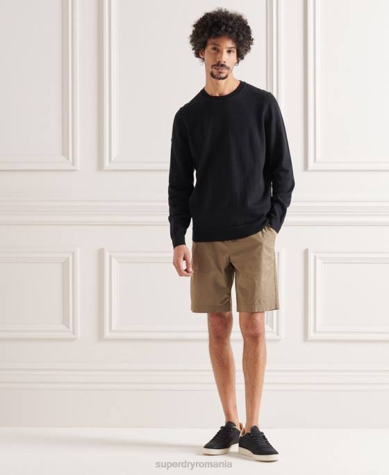 Superdry pulover din bumbac tricotat îmbrăcăminte negru bărbați JX0Z5338