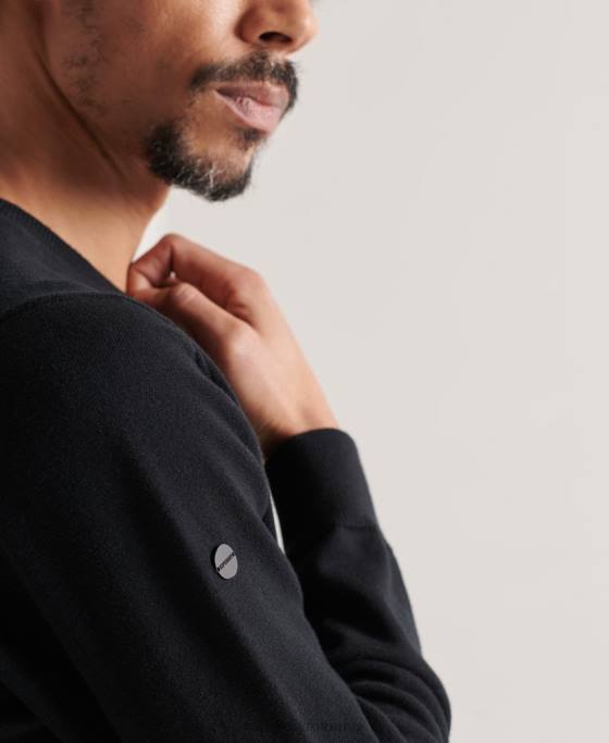 Superdry pulover din bumbac tricotat îmbrăcăminte negru bărbați JX0Z5338