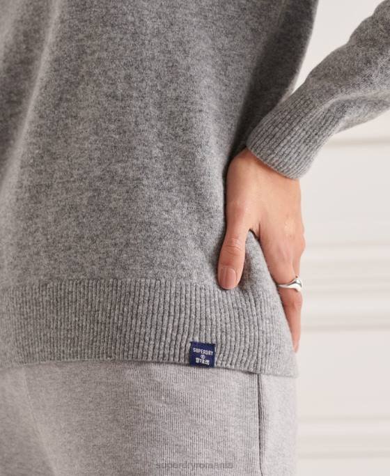 Superdry pulover din lana de miel cu gat rulat îmbrăcăminte gri deschis femei JX0Z4018