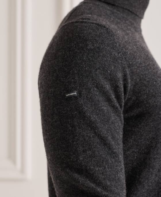 Superdry pulover din lana de miel cu gat rulat îmbrăcăminte gri inchis bărbați JX0Z5304