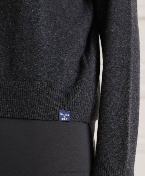 Superdry pulover din lana de miel cu gat rulat îmbrăcăminte gri inchis femei JX0Z4019