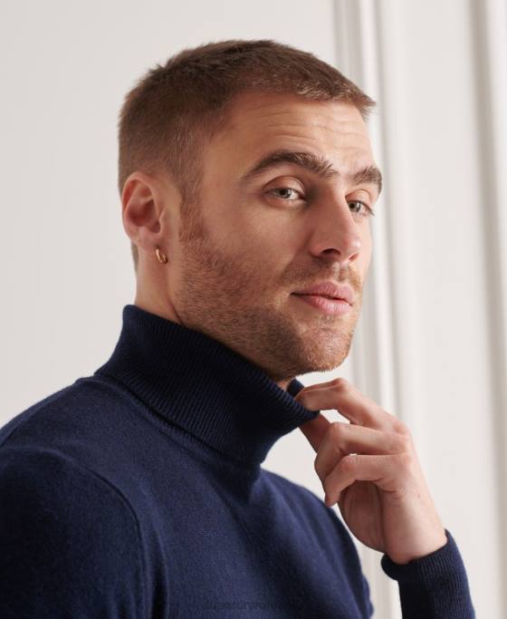 Superdry pulover din lana de miel cu gat rulat îmbrăcăminte marina bărbați JX0Z5323