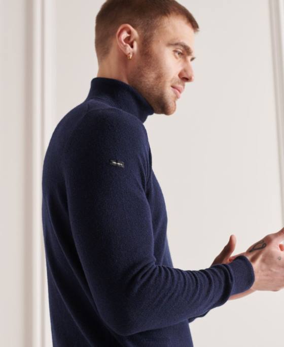 Superdry pulover din lana de miel cu gat rulat îmbrăcăminte marina bărbați JX0Z5323