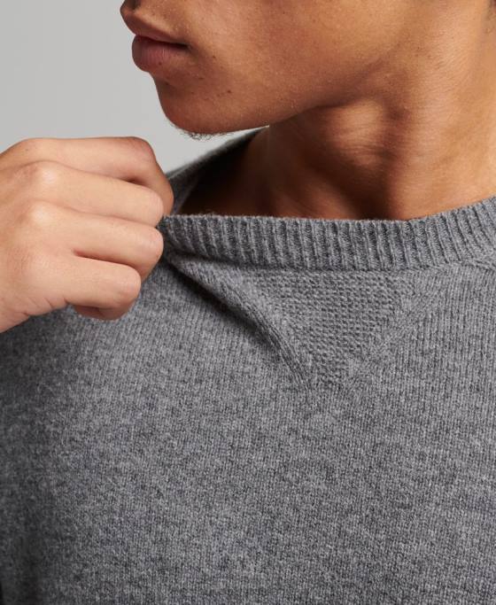 Superdry pulover din lana de miel îmbrăcăminte gri deschis bărbați JX0Z1247