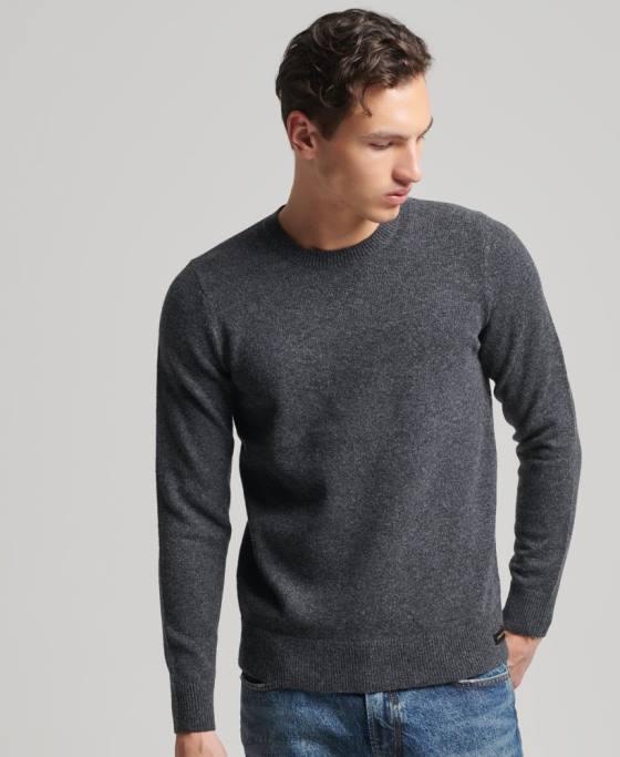 Superdry pulover din lana de miel îmbrăcăminte gri inchis bărbați JX0Z5274