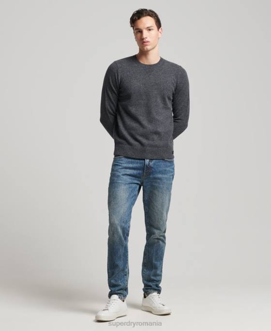 Superdry pulover din lana de miel îmbrăcăminte gri inchis bărbați JX0Z5274