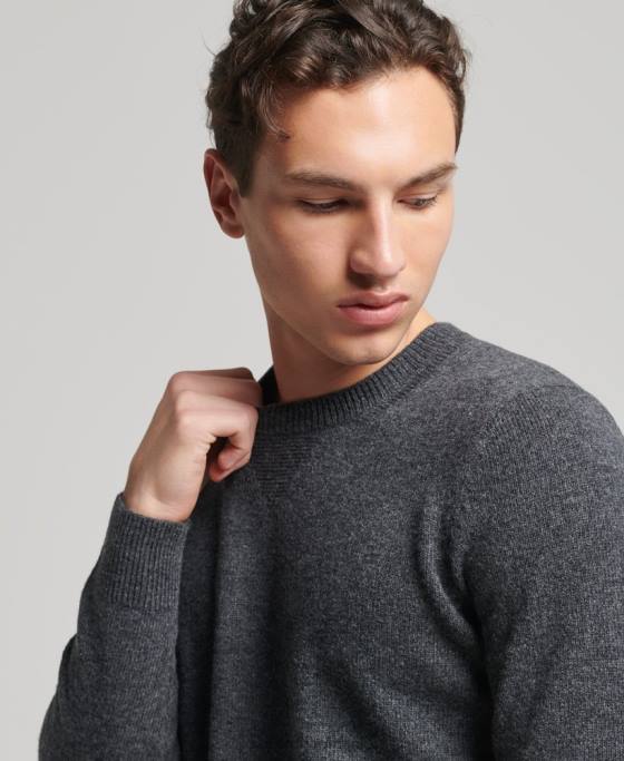 Superdry pulover din lana de miel îmbrăcăminte gri inchis bărbați JX0Z5274