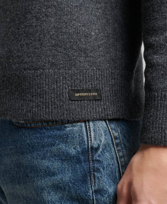 Superdry pulover din lana de miel îmbrăcăminte gri inchis bărbați JX0Z5274