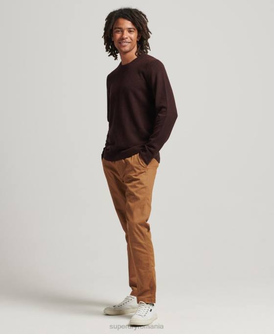 Superdry pulover din lana de miel îmbrăcăminte maro bărbați JX0Z1284