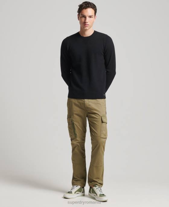 Superdry pulover din lana de miel îmbrăcăminte negru bărbați JX0Z5270