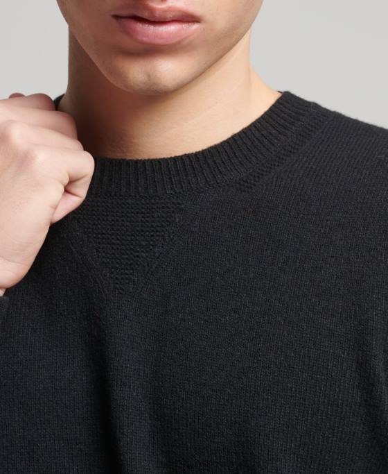 Superdry pulover din lana de miel îmbrăcăminte negru bărbați JX0Z5270