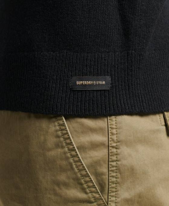 Superdry pulover din lana de miel îmbrăcăminte negru bărbați JX0Z5270