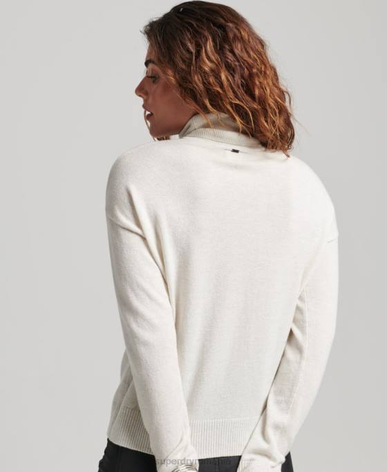 Superdry pulover din lână de miel cu gât rulat îmbrăcăminte gri deschis femei JX0Z3979